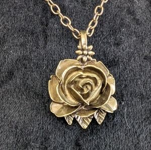 Vintage Lenora Dame Rose Pendant Necklace
